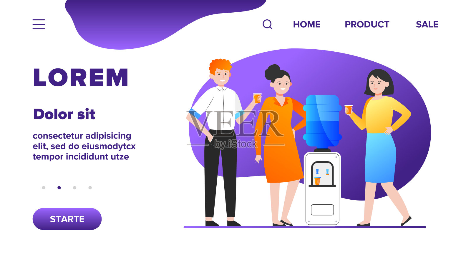 积极的人在冷却器喝水插画图片素材