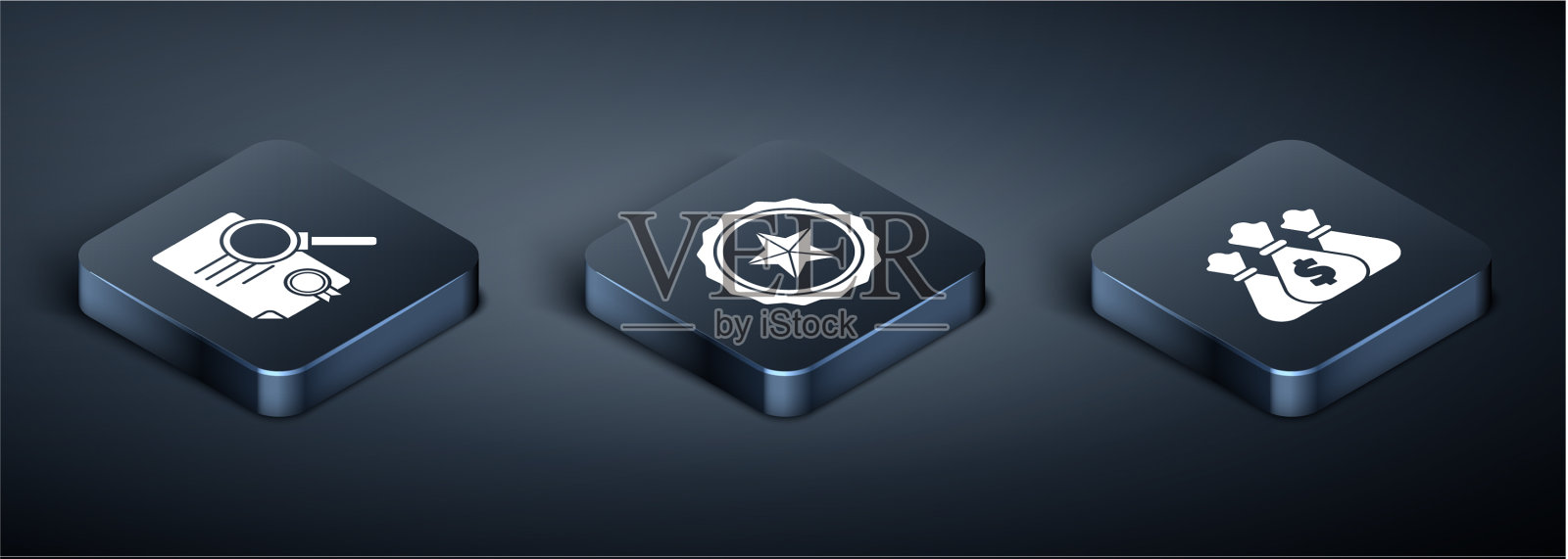 设置等距文件与搜索钱袋和图标素材