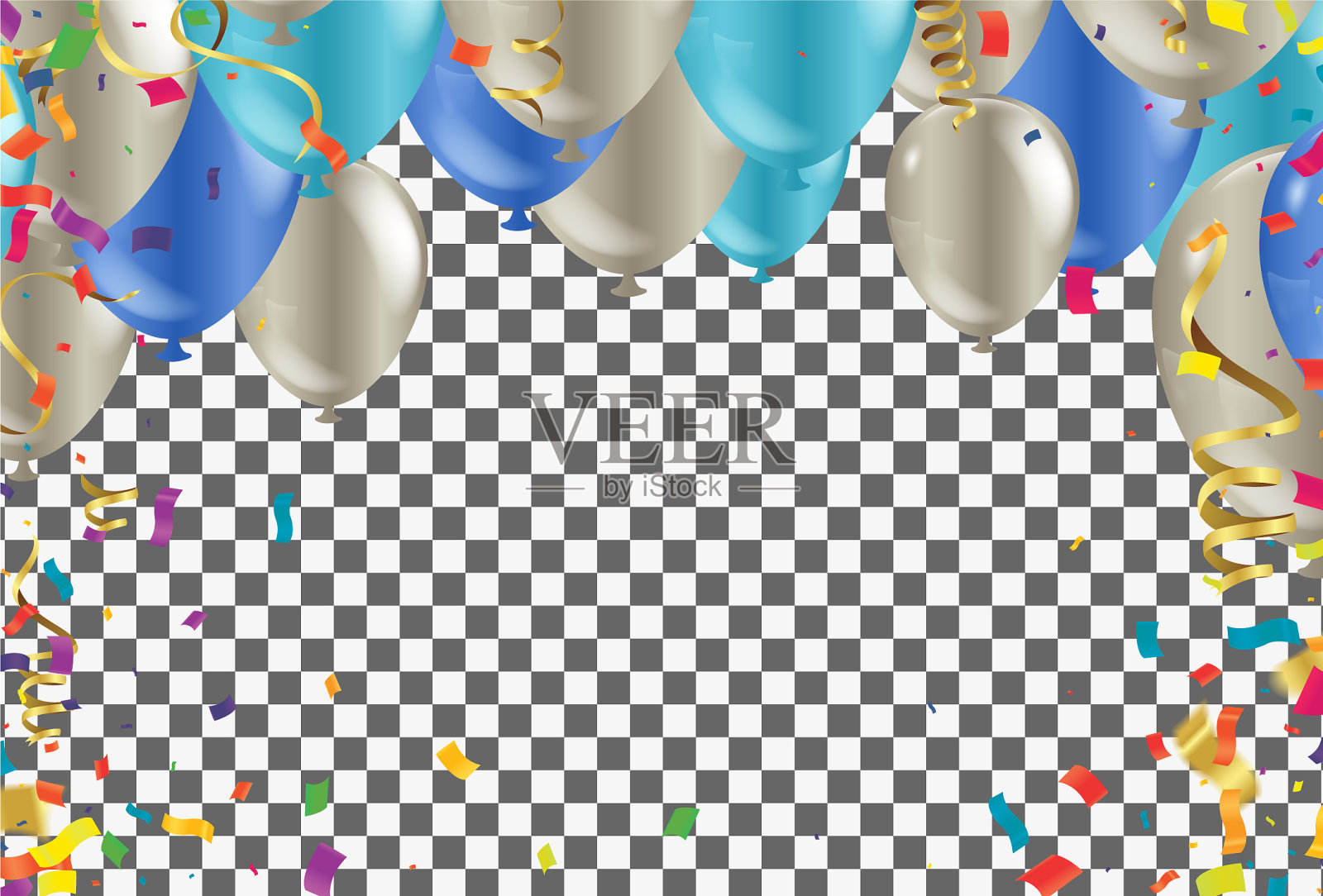 彩色的五彩纸屑和气球插画图片素材