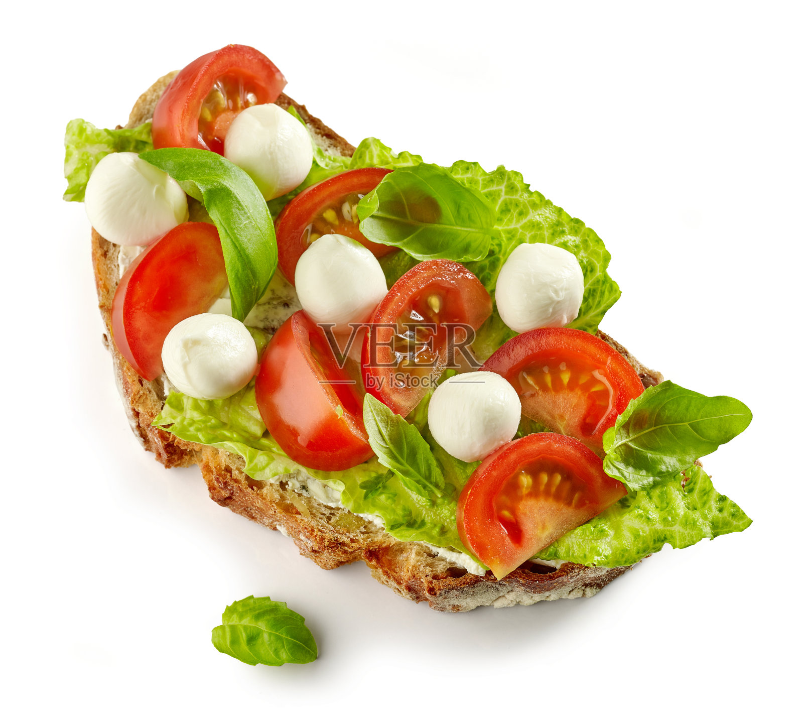 配番茄和马苏里拉奶酪的面包片照片摄影图片