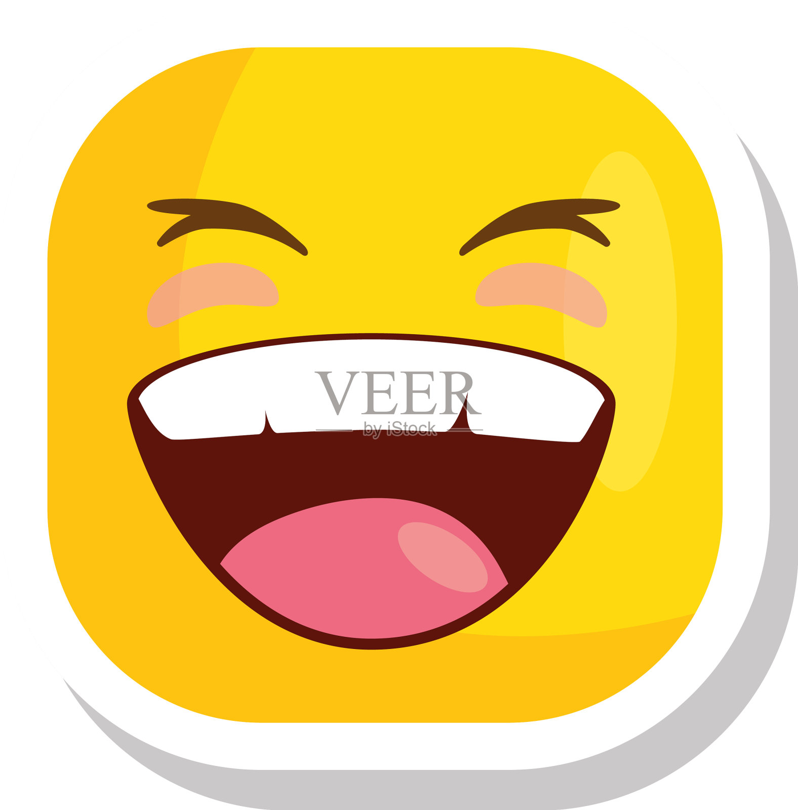 有趣的方形表情符号微笑孤立的图标设计元素图片