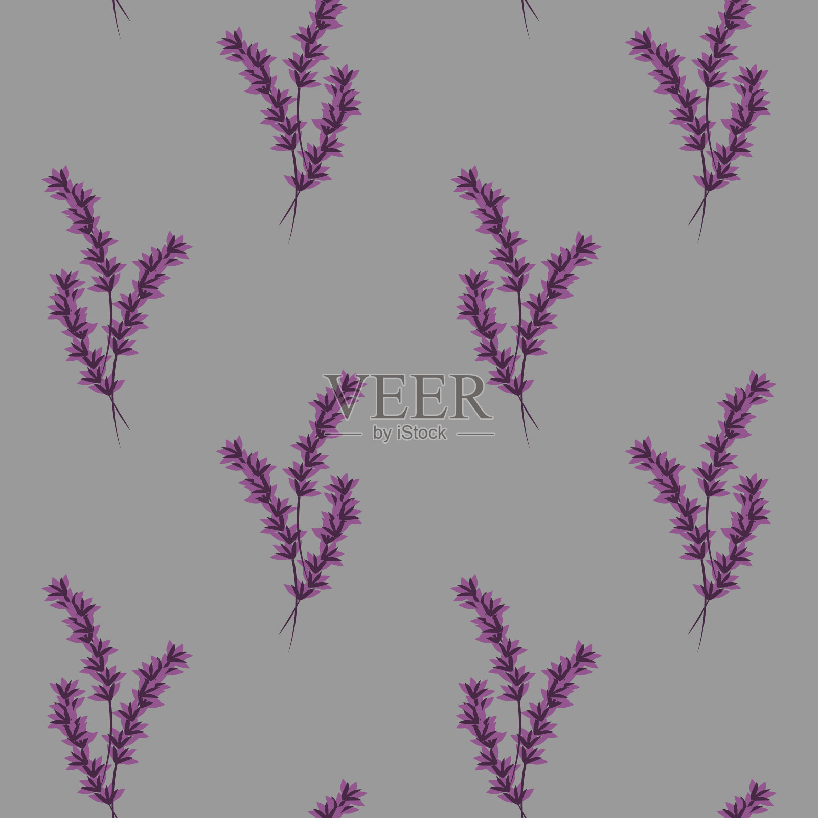 可爱精致的薰衣草无缝图案插画图片素材