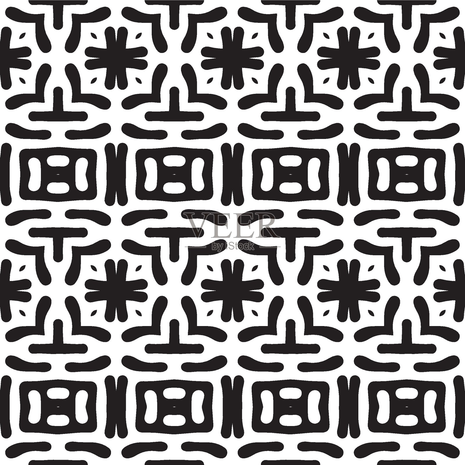 几何图案在经典的黑白插画图片素材