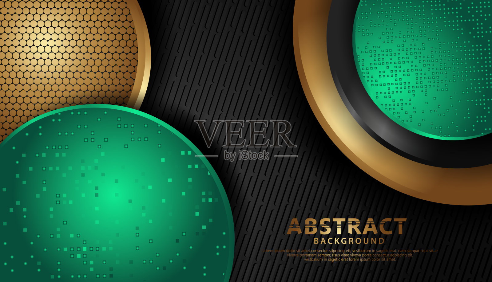 豪华典雅的抽象装饰圈形与黑色和金色重叠层。矢量图插画图片素材