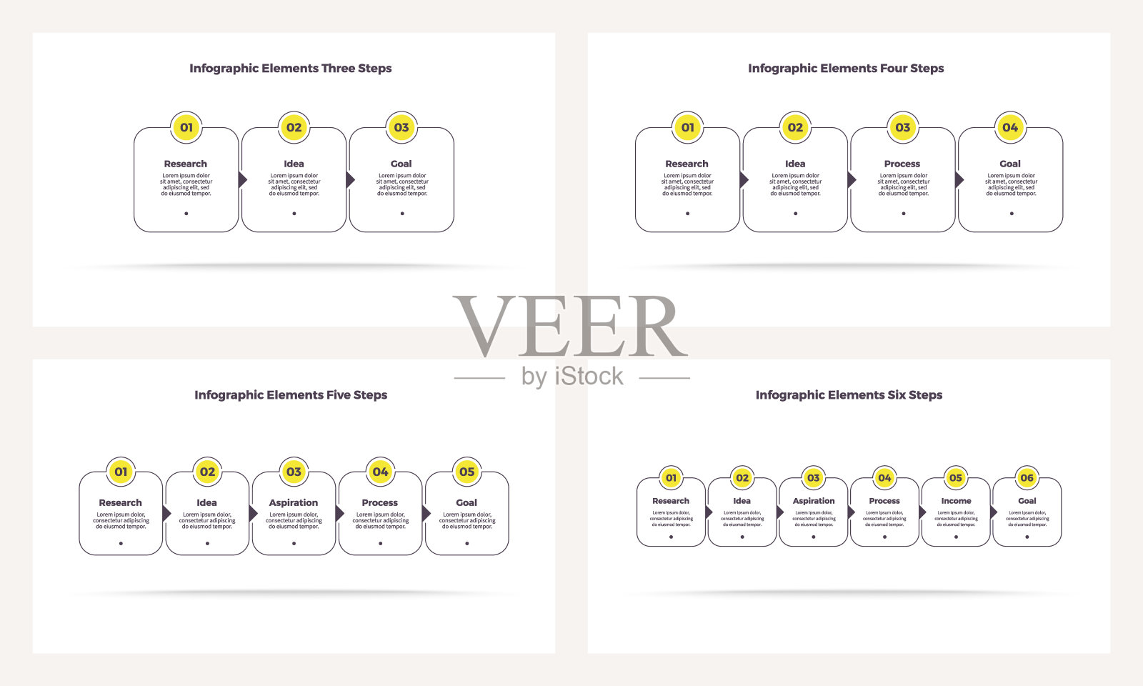 业务信息图表元素。处理3,4,5,6步骤,选项,部分。向量模板。插画图片素材