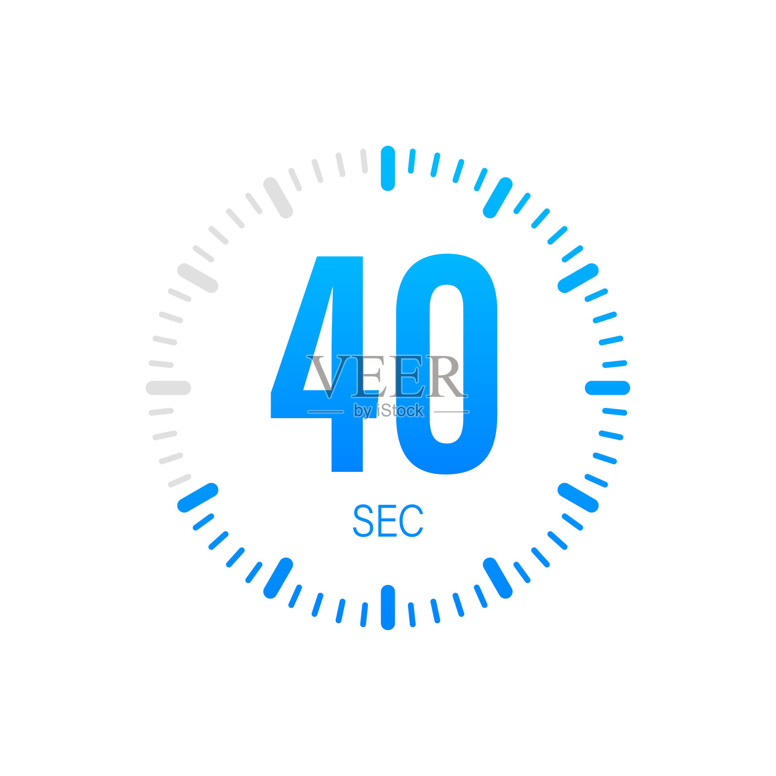 40秒,计时器,秒表矢量图标。秒表图标在平面风格。向量股票插图插画图片素材