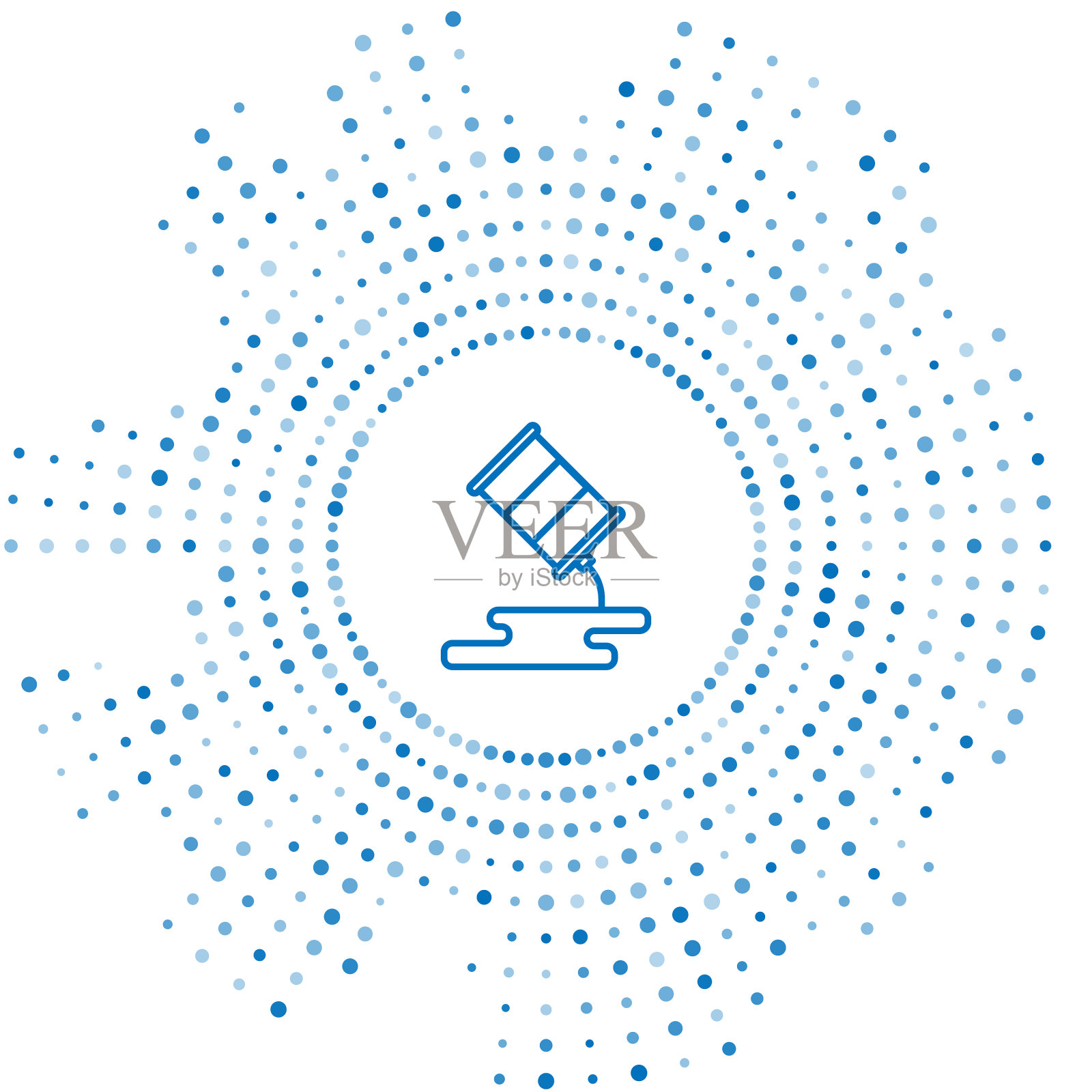 蓝色线桶漏油图标隔离在白色插画图片素材