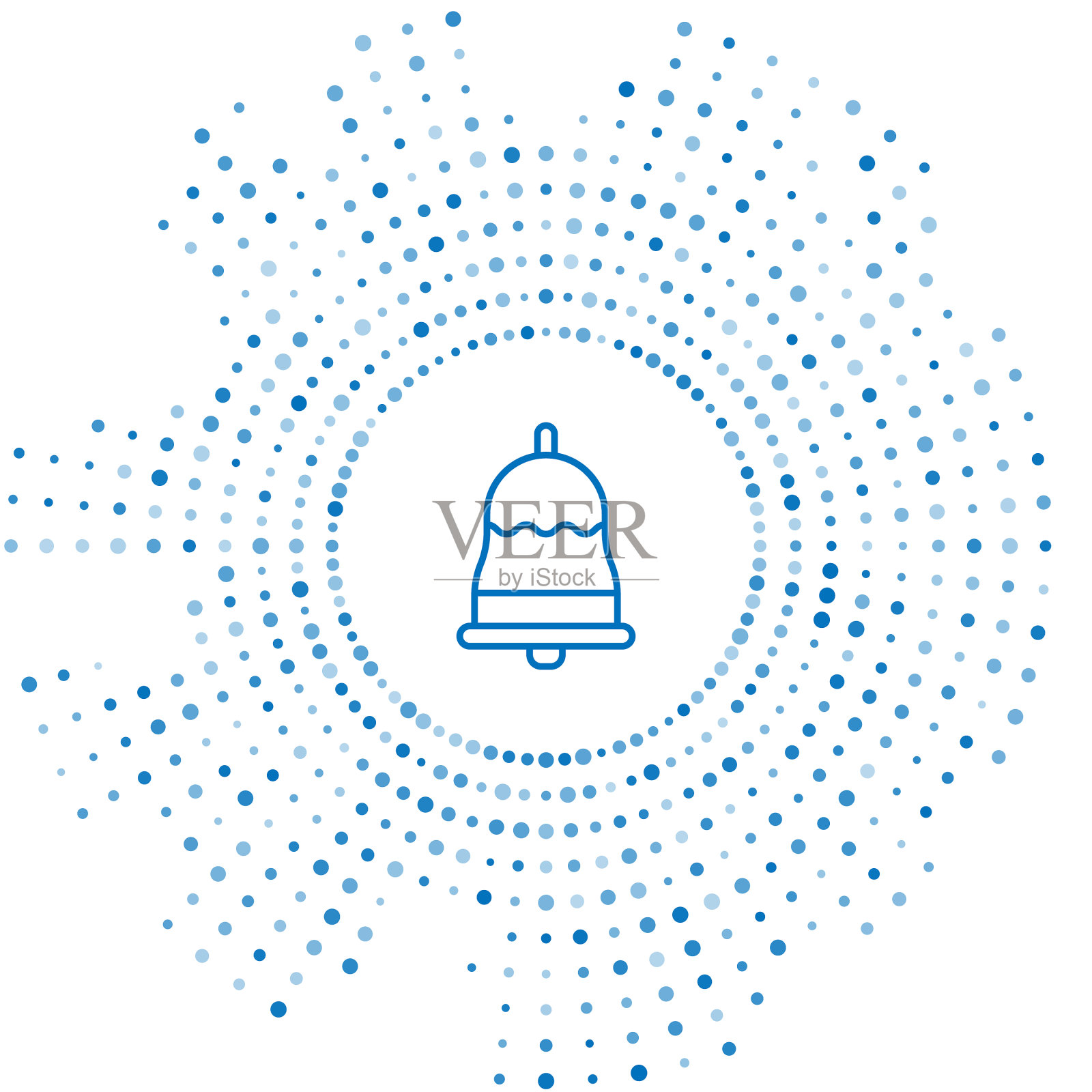 蓝线铃声图标隔离在白色上图标素材