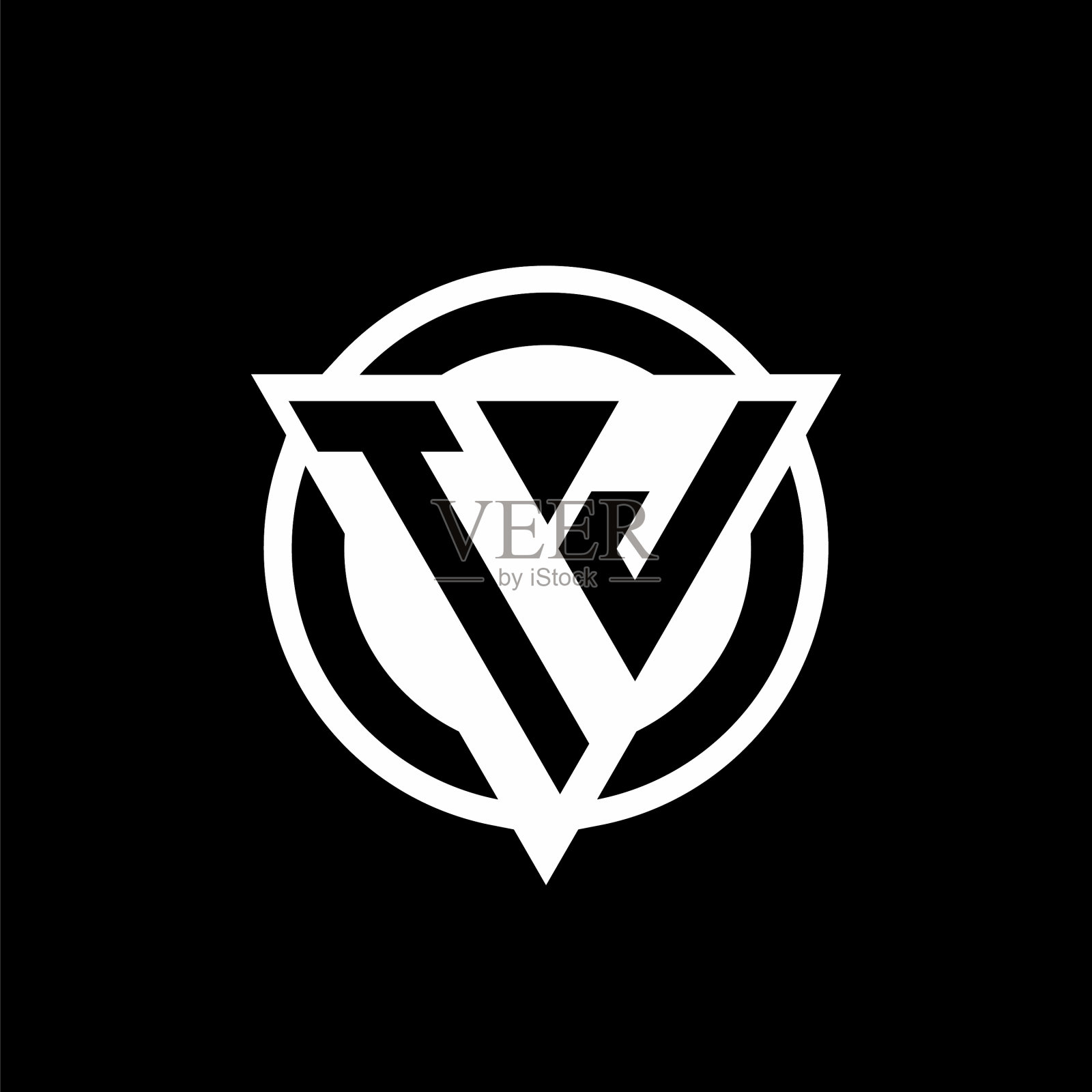 Tj标志与负空间三角形形状插画图片素材