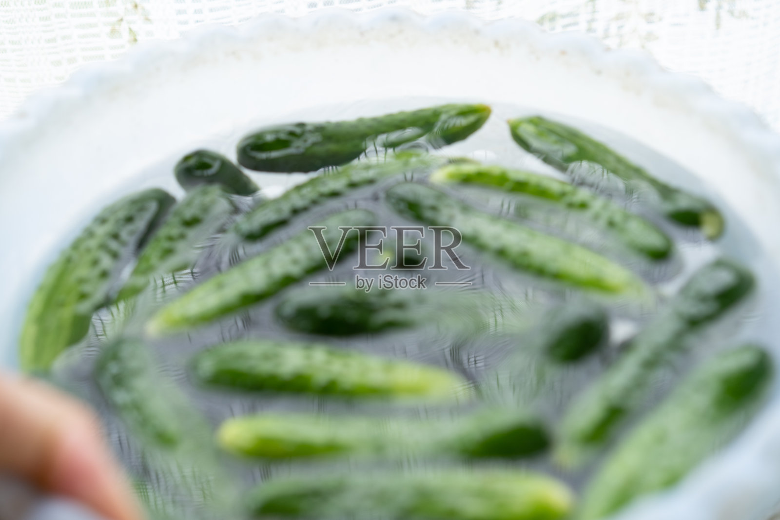 黄瓜在水里腌制照片摄影图片