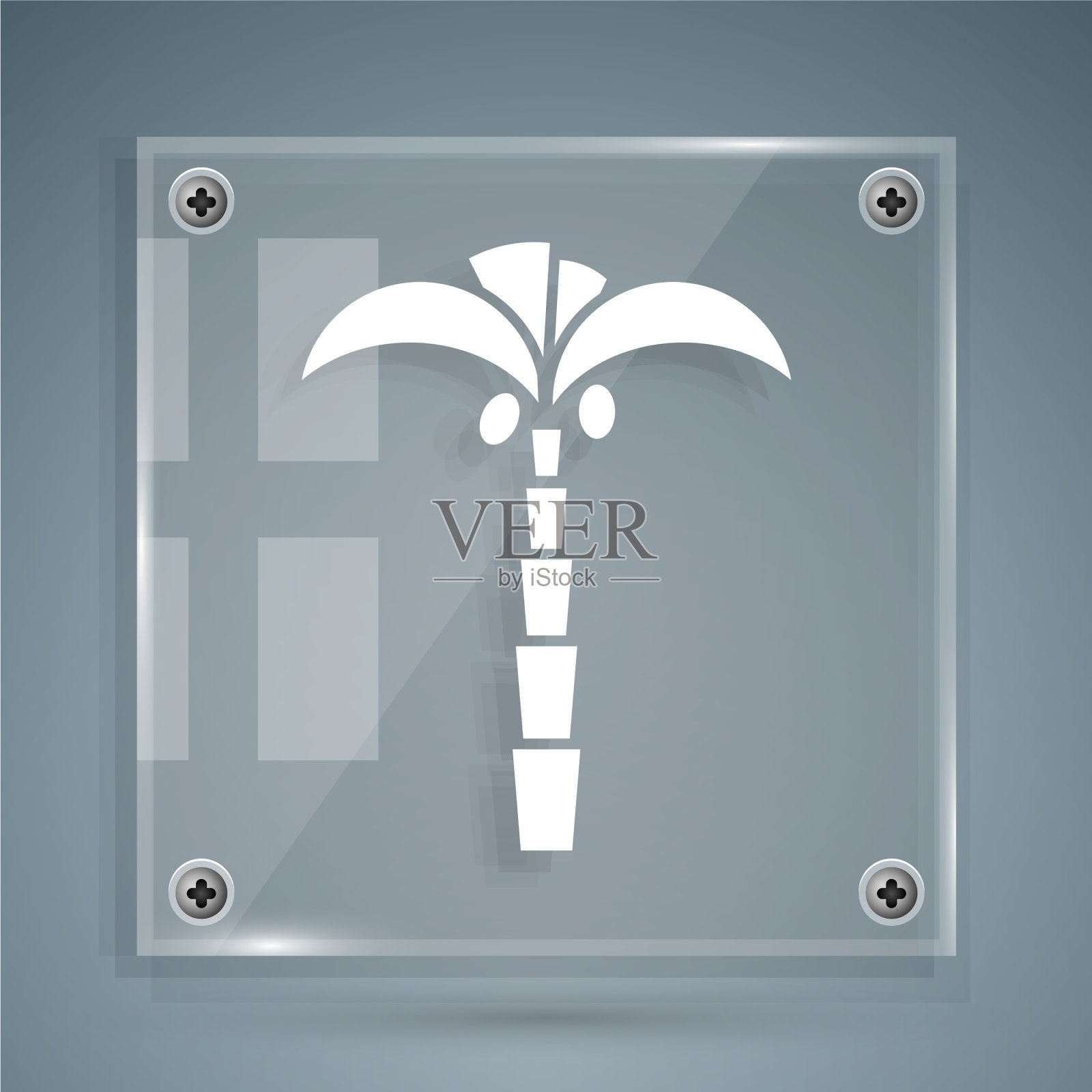 白色热带棕榈树图标孤立在灰色插画图片素材