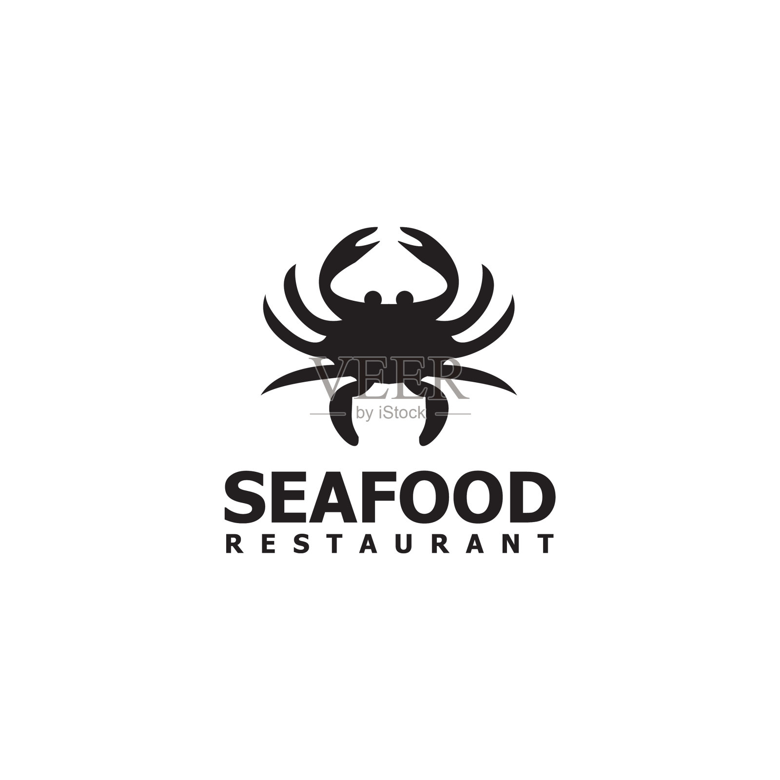 海鲜餐厅用螃蟹图标设计插画图片素材
