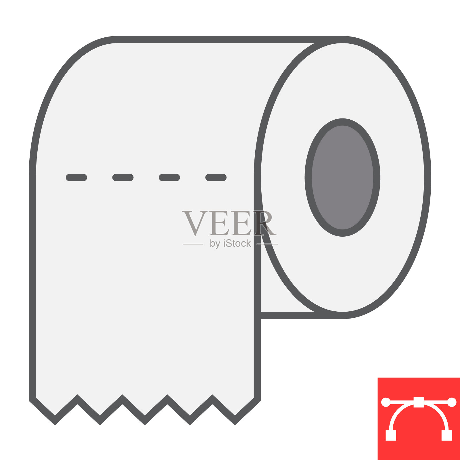 厕纸彩色线条图标,卫生和消毒,厕纸符号矢量图形,可编辑笔画填充轮廓图标,eps 10。插画图片素材