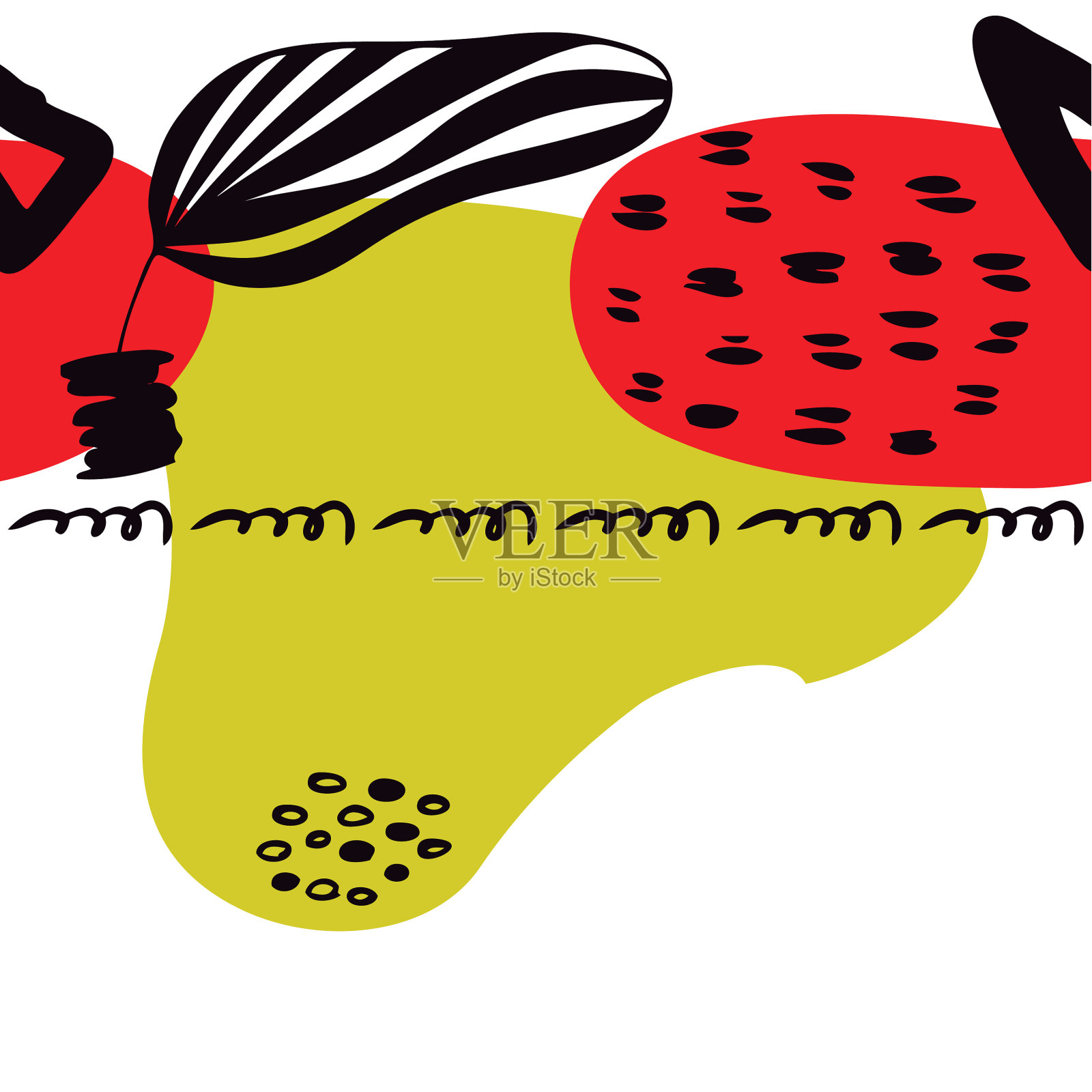 现代抽象花卉艺术叶背景手插画图片素材