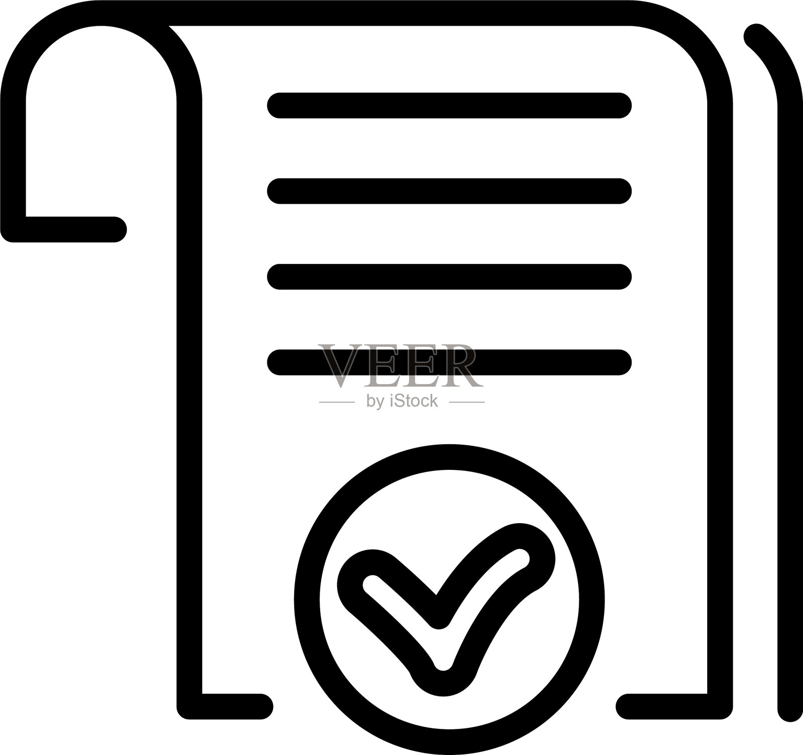 批准的办公室文件图标大纲风格插画图片素材