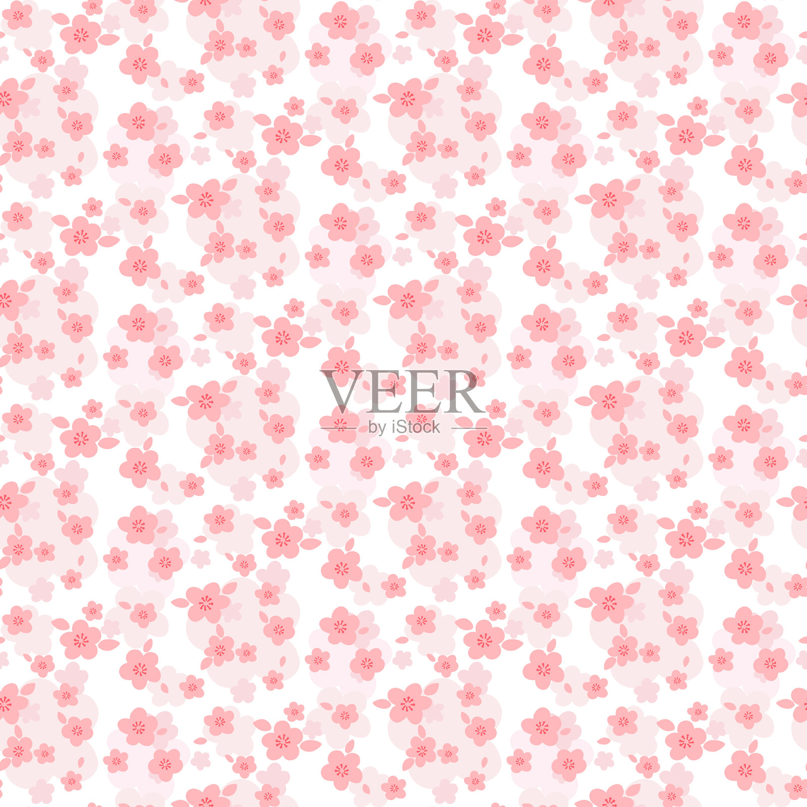 无缝樱花图案可爱的花插画图片素材