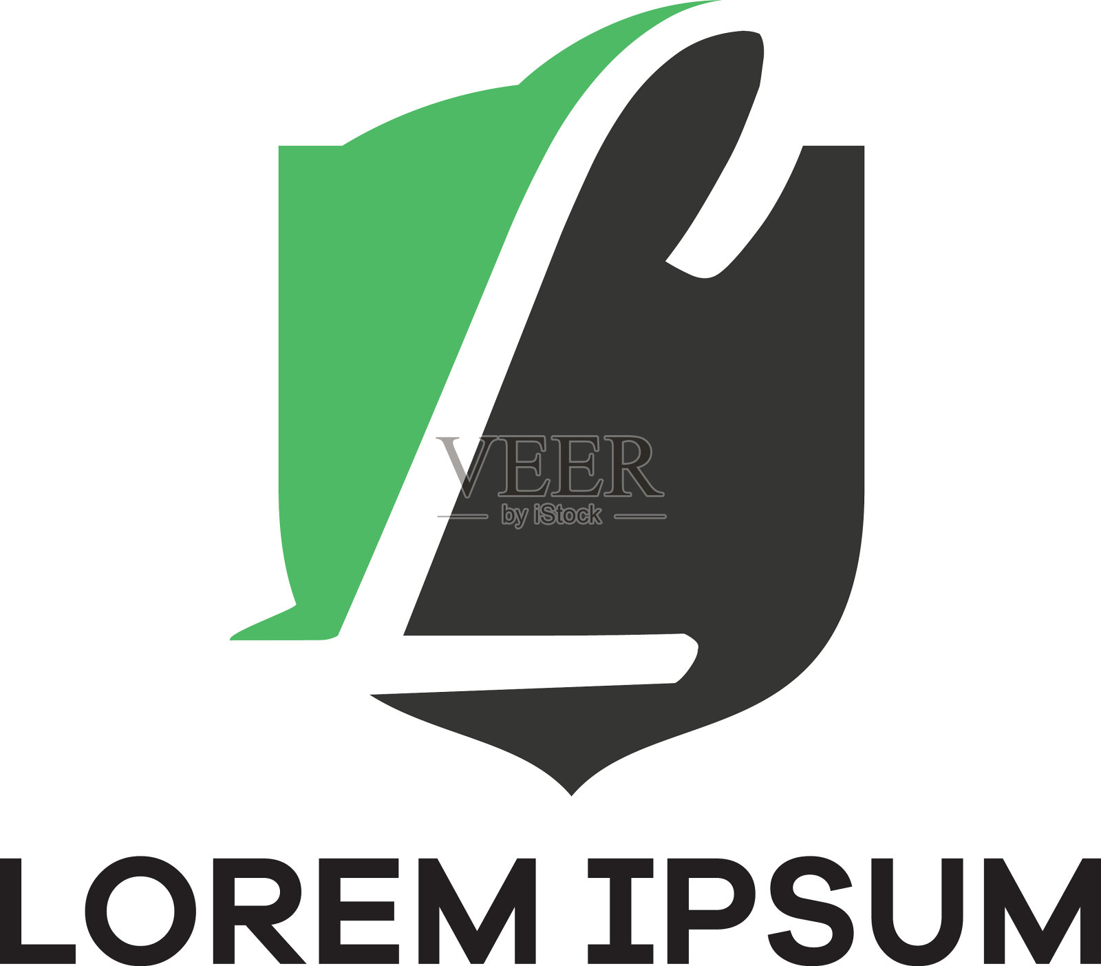 L字母标志设计字母L在盾形插画图片素材