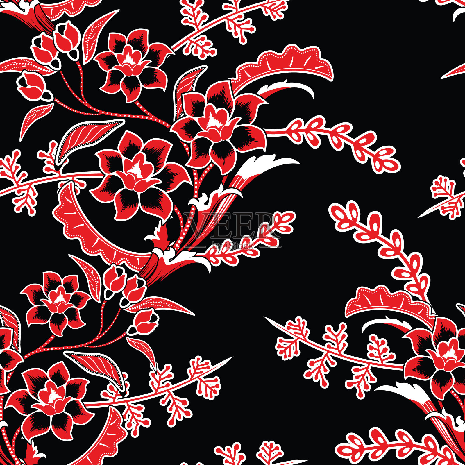 无缝模式与花卉插图矢量插画图片素材