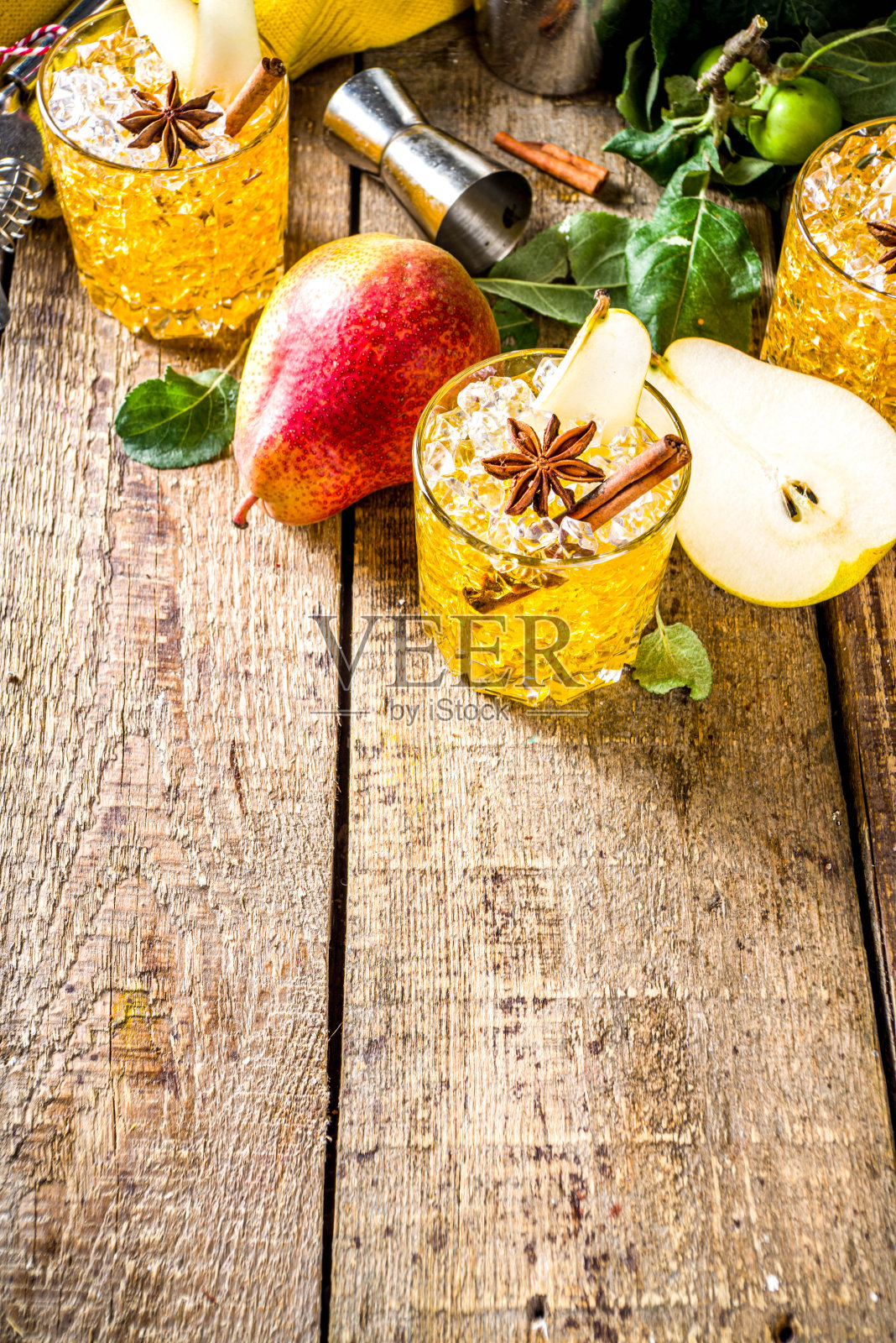香料梨苹果酒鸡尾酒照片摄影图片
