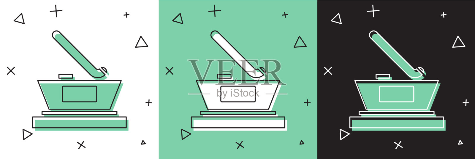 设置冰球杯冠军图标孤立在白色插画图片素材