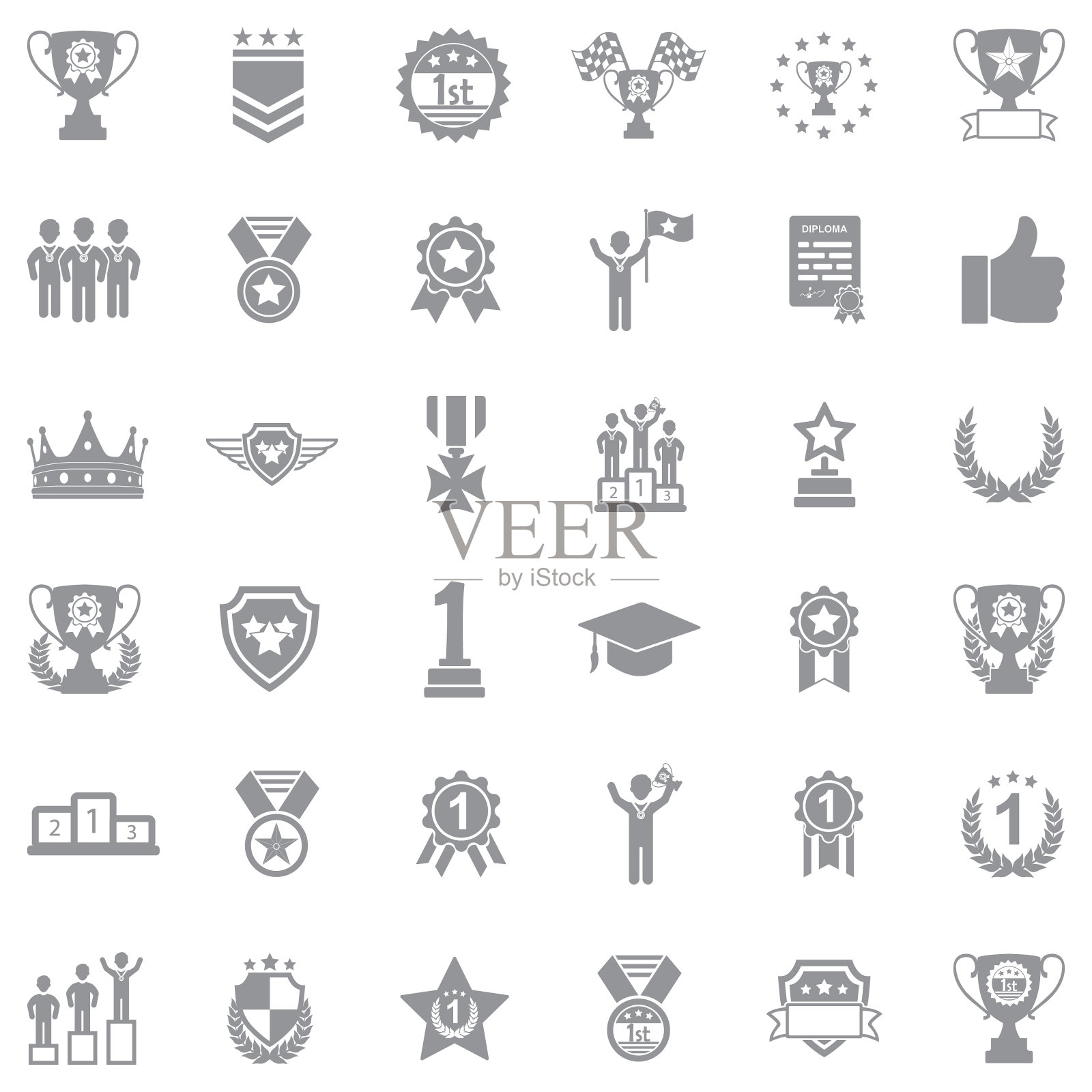 奖励图标。灰色的平面设计。矢量插图。插画图片素材