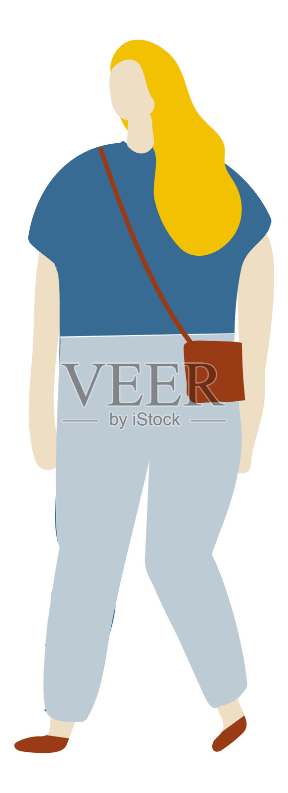 女人女孩扁平的字符扁平向量插画图片素材