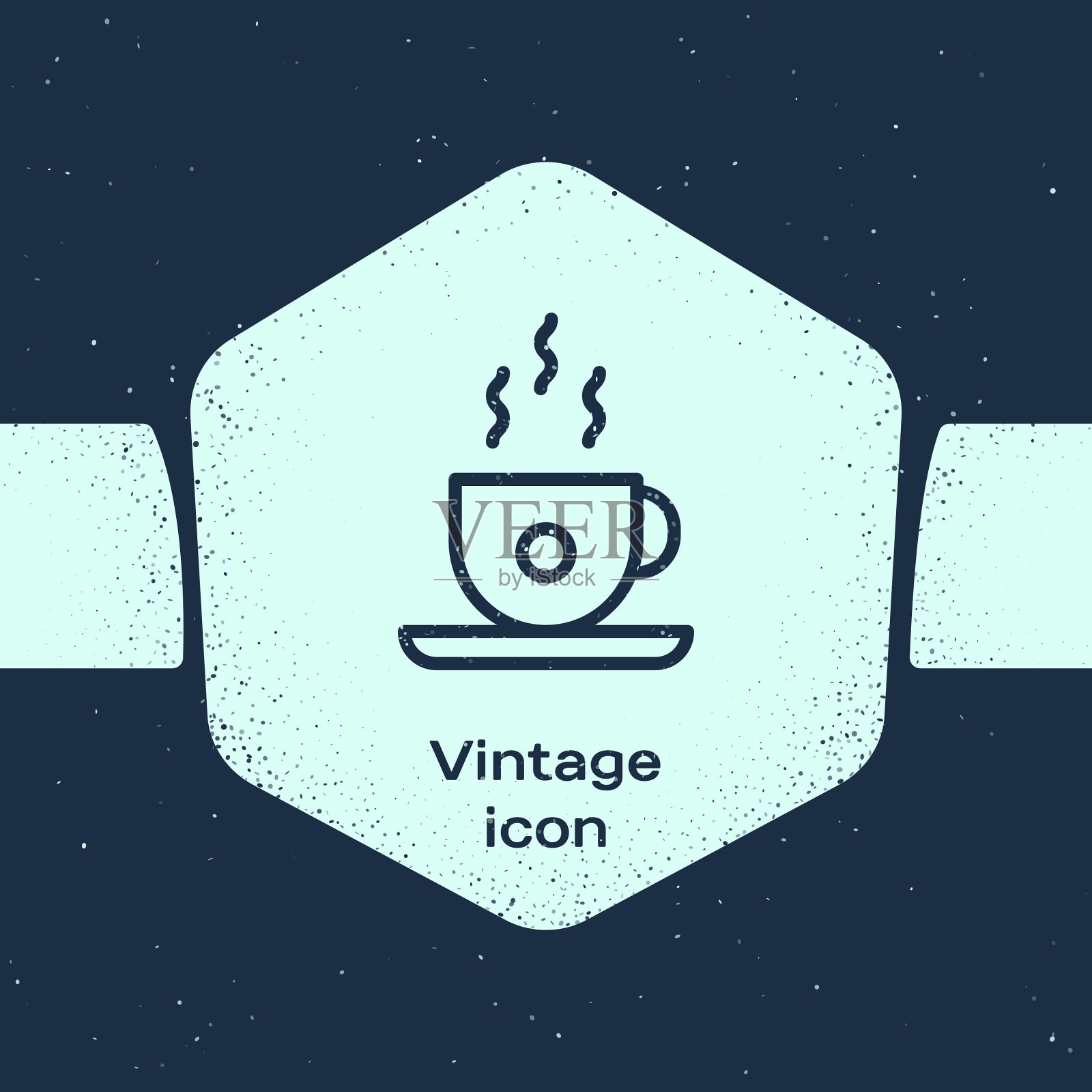 垃圾线条咖啡杯图标孤立在蓝色图标素材