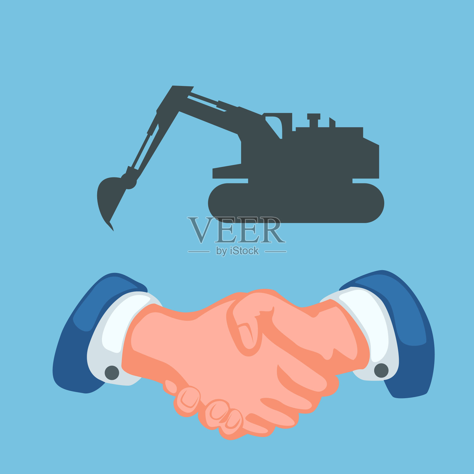 拖拉机和握手插画图片素材