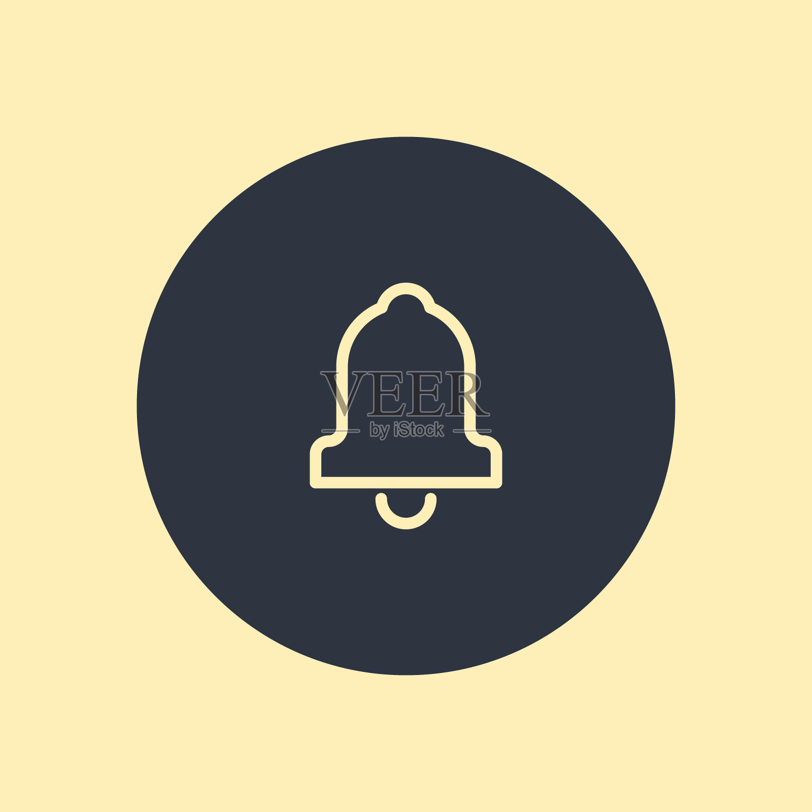 贝尔图标。通知图标在平面设计风格的圆形背景插画图片素材