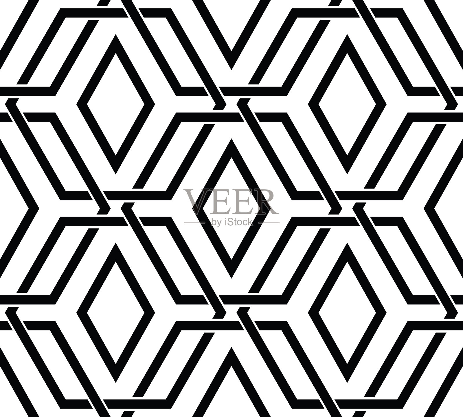 无缝模式与黑色六边形形状,矢量插画图片素材