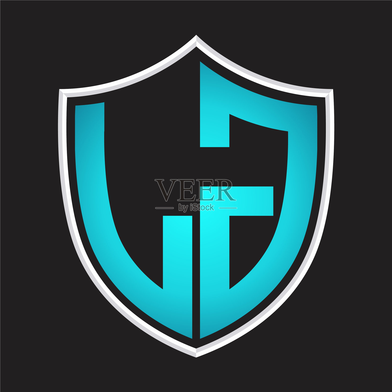 Lg标志首字母与盾形隔离蓝色插画图片素材