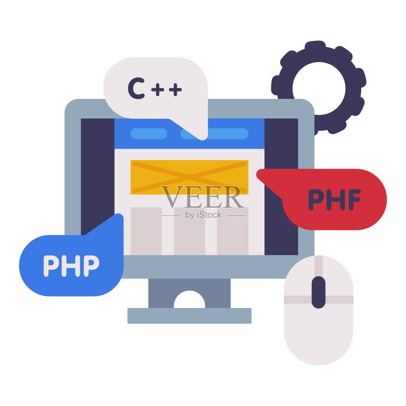 外语课程概念,学校教育,在线培训课程平面风格的白色背景矢量插图插画图片素材