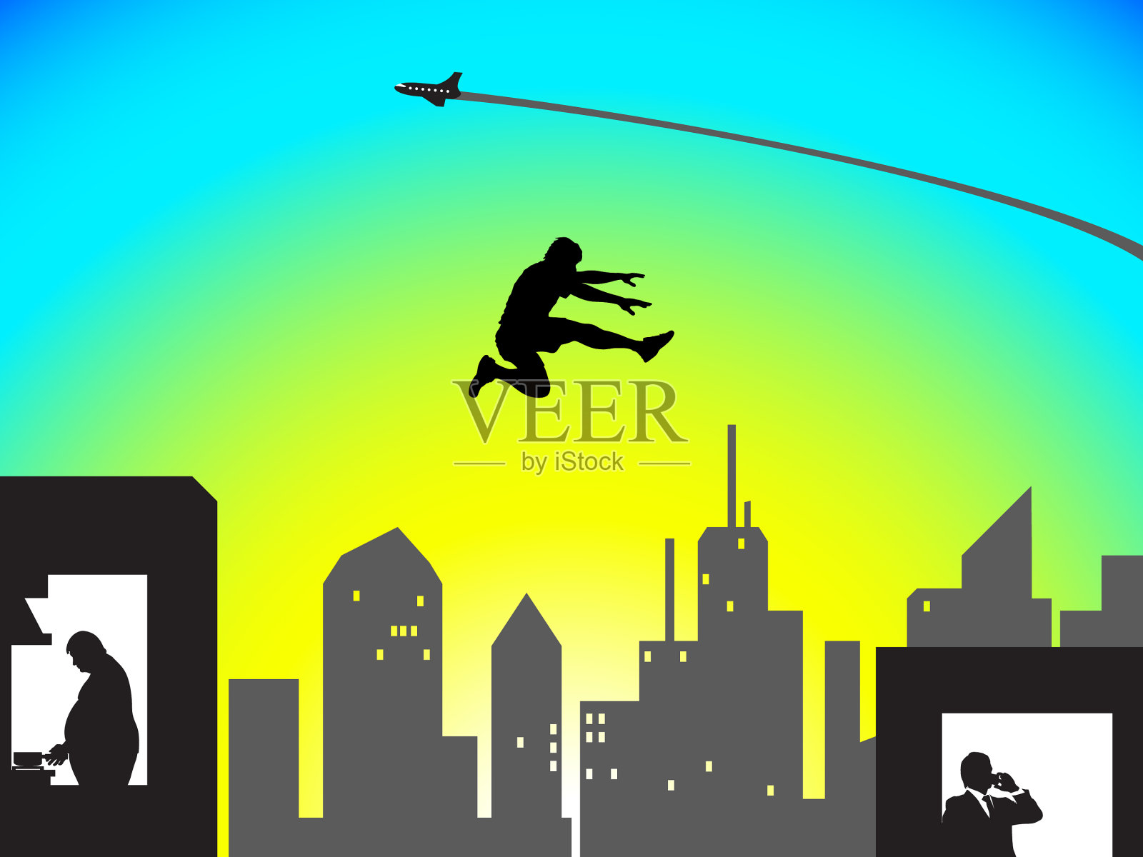 跑酷插画图片素材