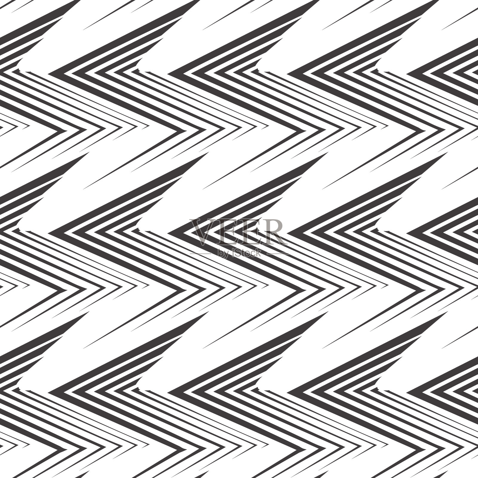 无缝矢量图案是用笔画出的不均匀的黑线角或之字形。织物或墙纸的几何图案、纹理。股票向量。插画图片素材