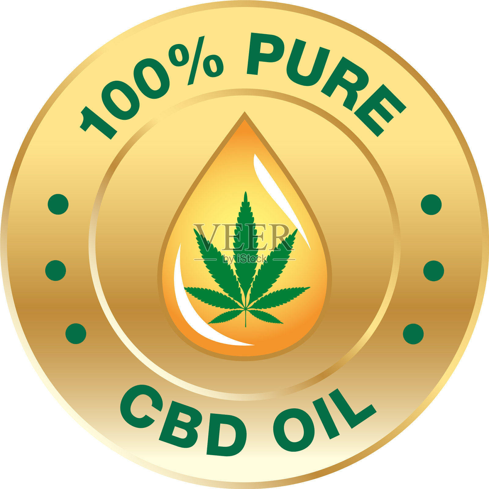 大麻CBD油图标100纯有机天然设计元素图片
