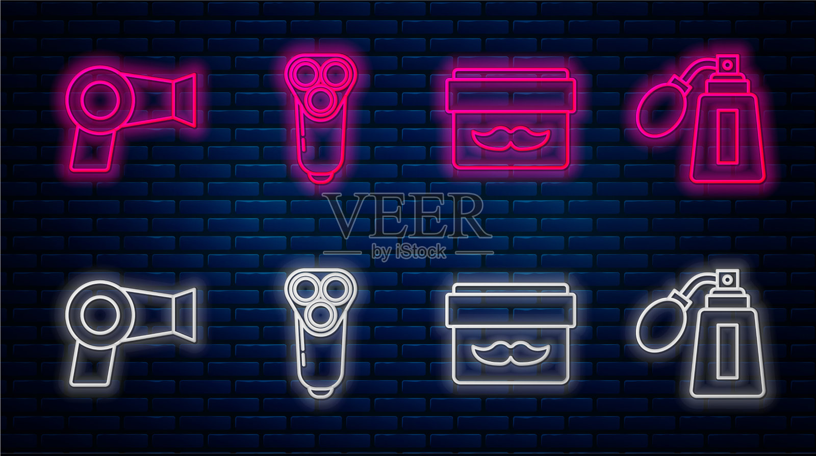 电动男士剃须刀片设定线或膏霜插画图片素材