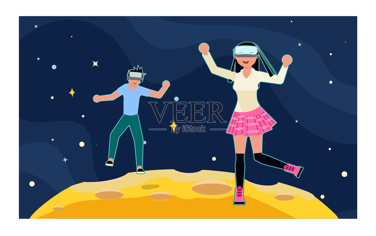 人在虚拟现实游戏中的角色插画图片素材