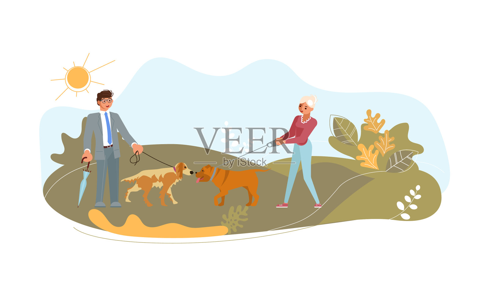 遛狗和养宠物设计元素图片