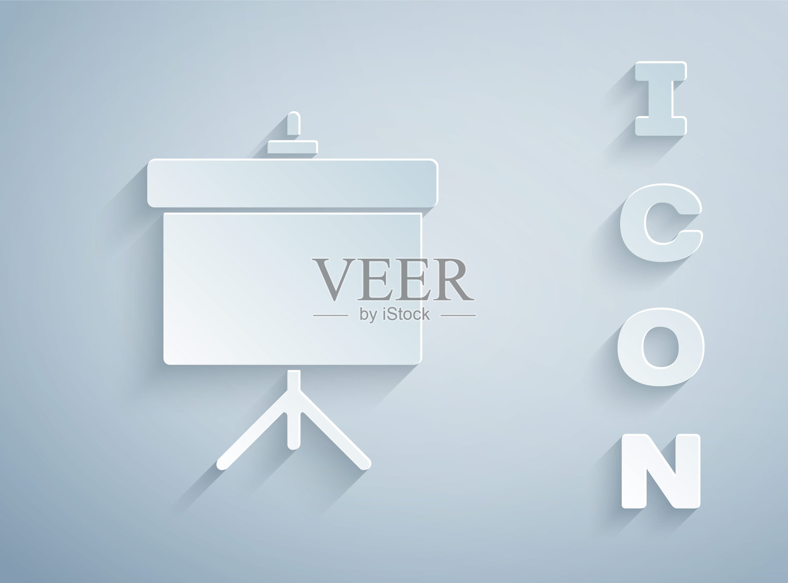 剪纸展示板与图形,时间表,图表,图表,信息图,饼图图标孤立在灰色背景。纸艺术风格。矢量图插画图片素材