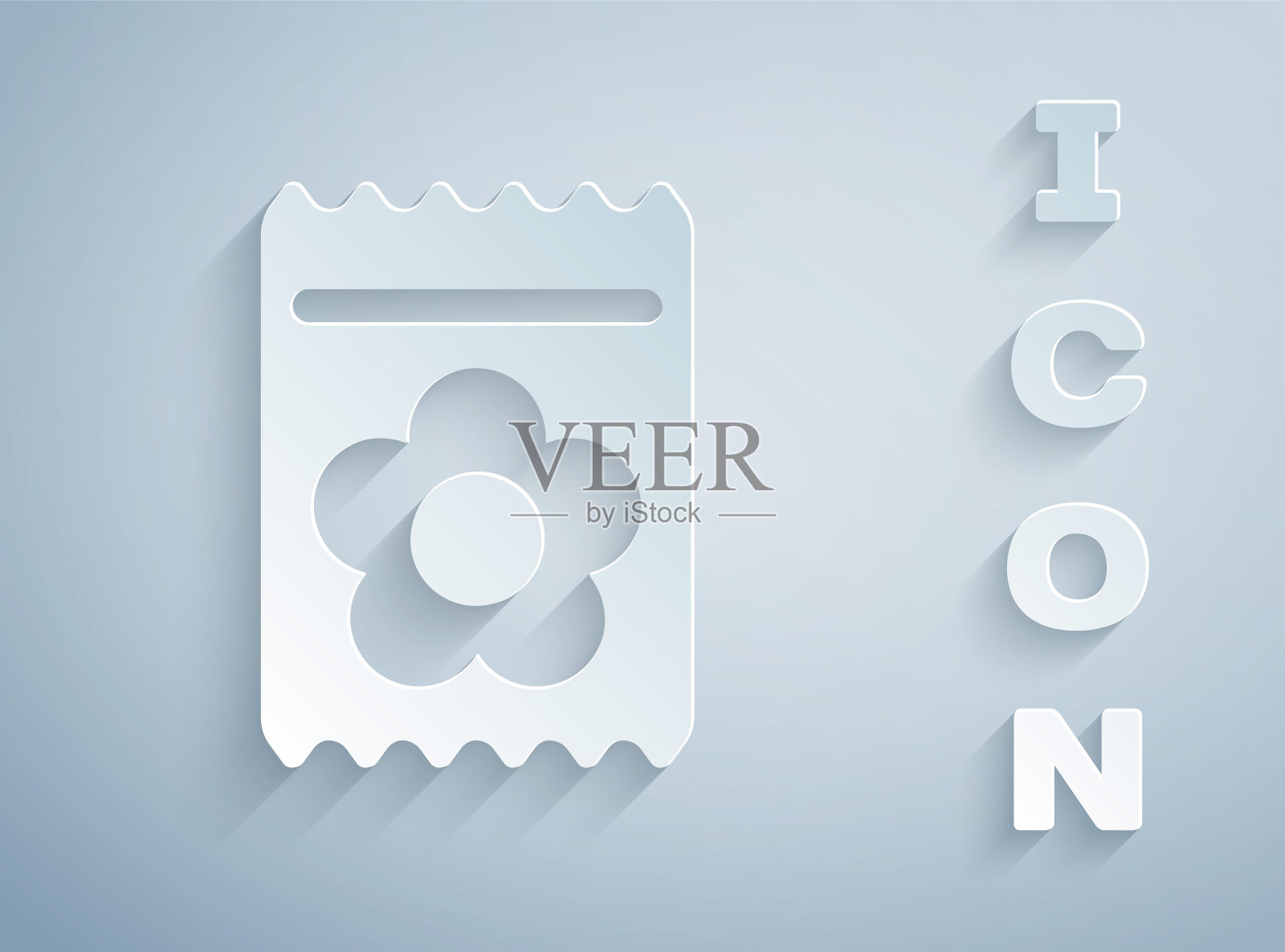 剪纸包里装满了特定植物的种子,孤立在灰色背景上。纸艺术风格。矢量图插画图片素材