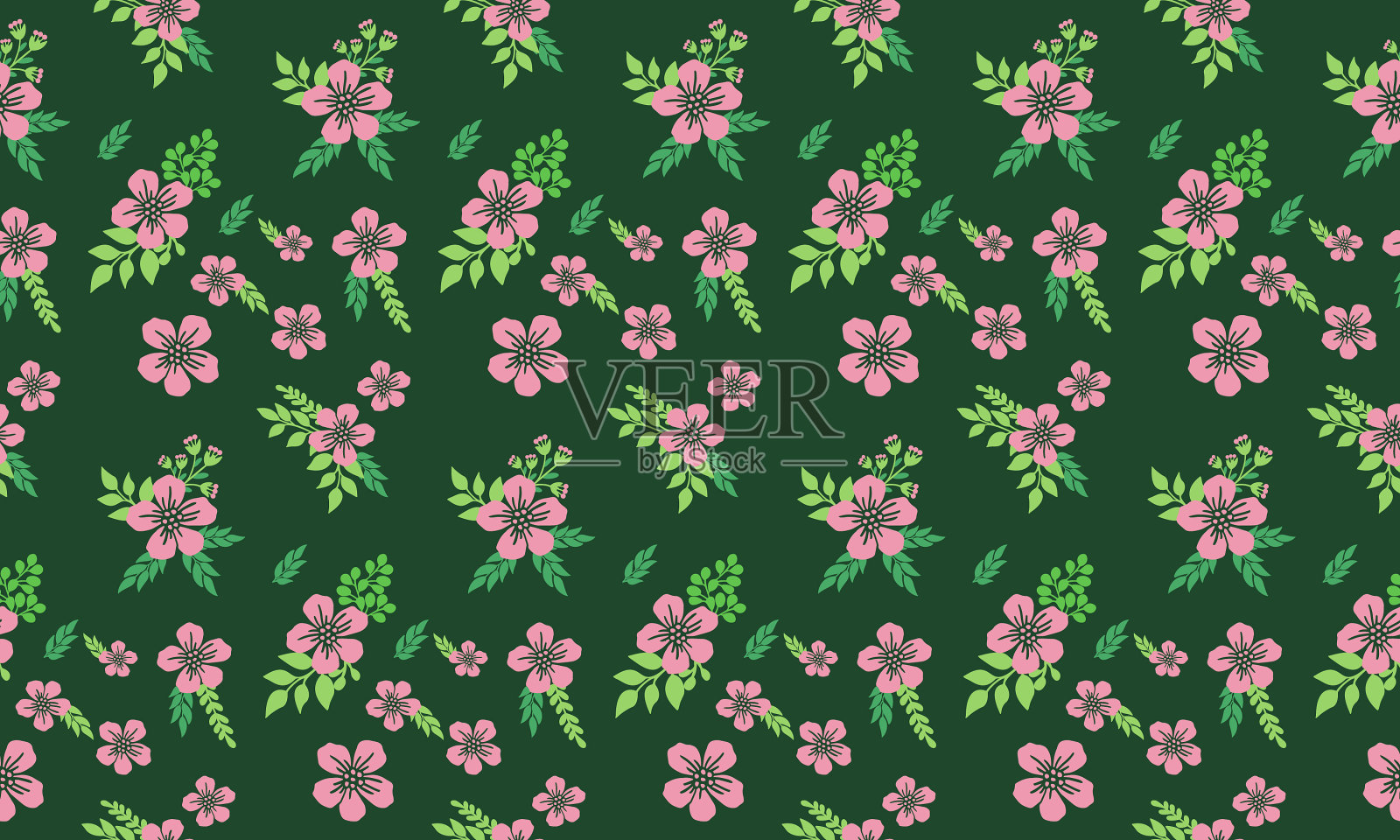 可爱的玫瑰花图案背景为情人节插画图片素材