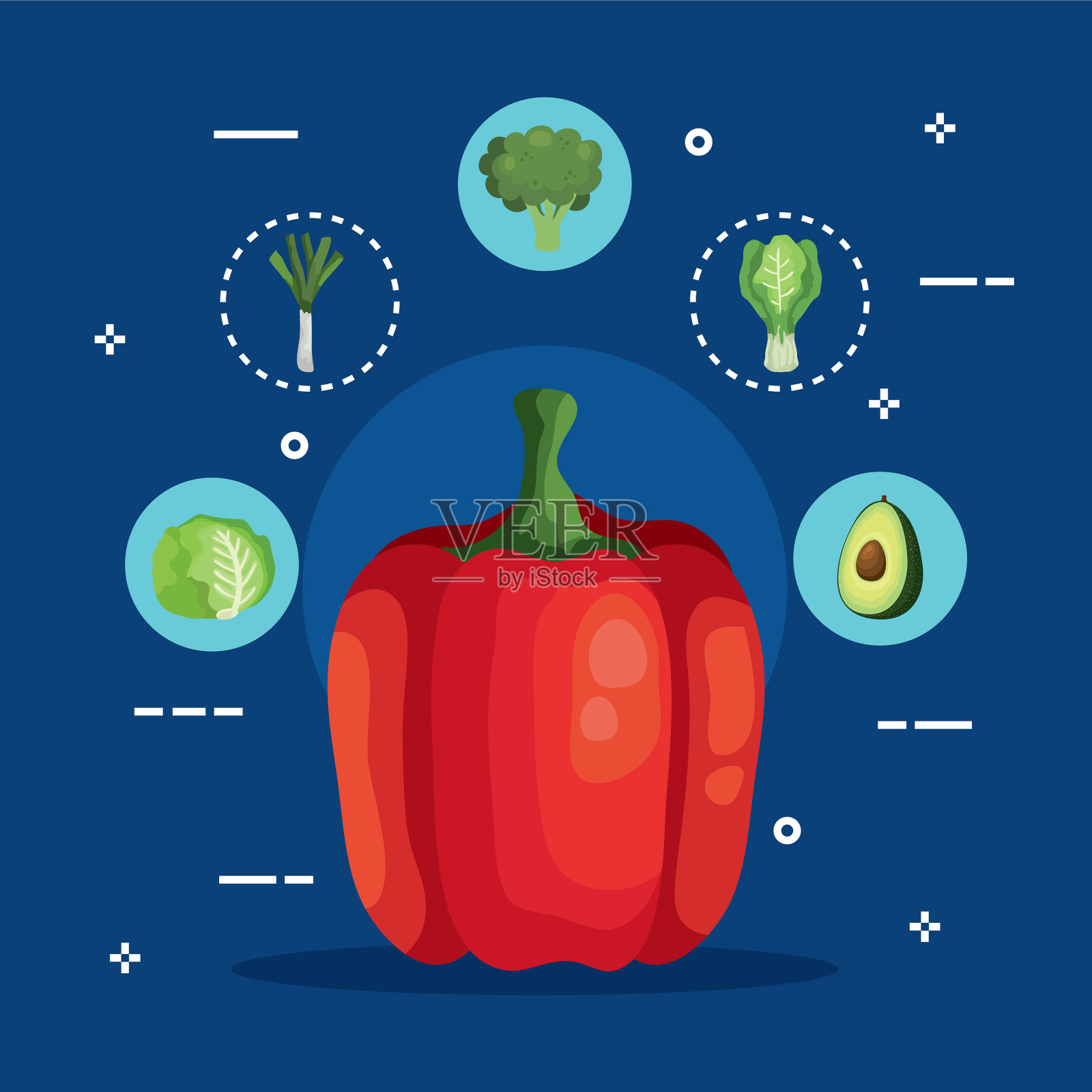 新鲜胡椒配蔬菜插画图片素材