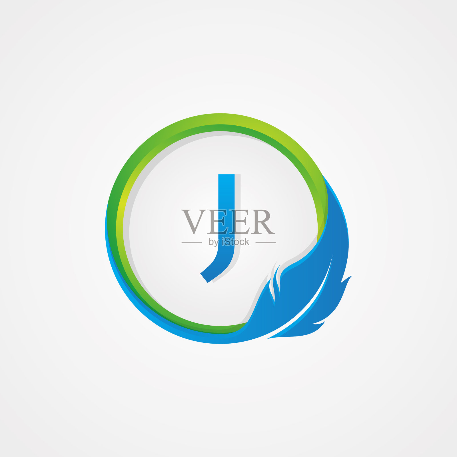 字母j内圆形羽毛图标插画图片素材