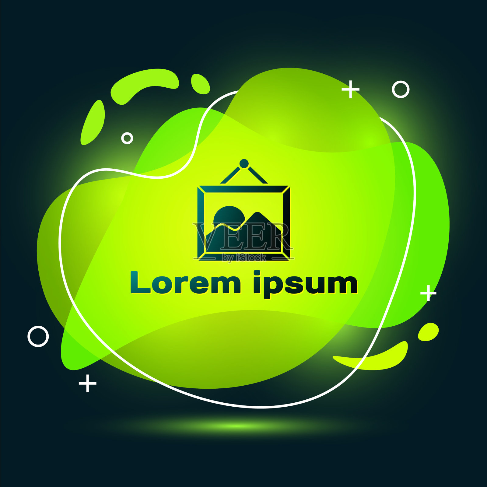 黑色图片风景图标孤立在黑色插画图片素材