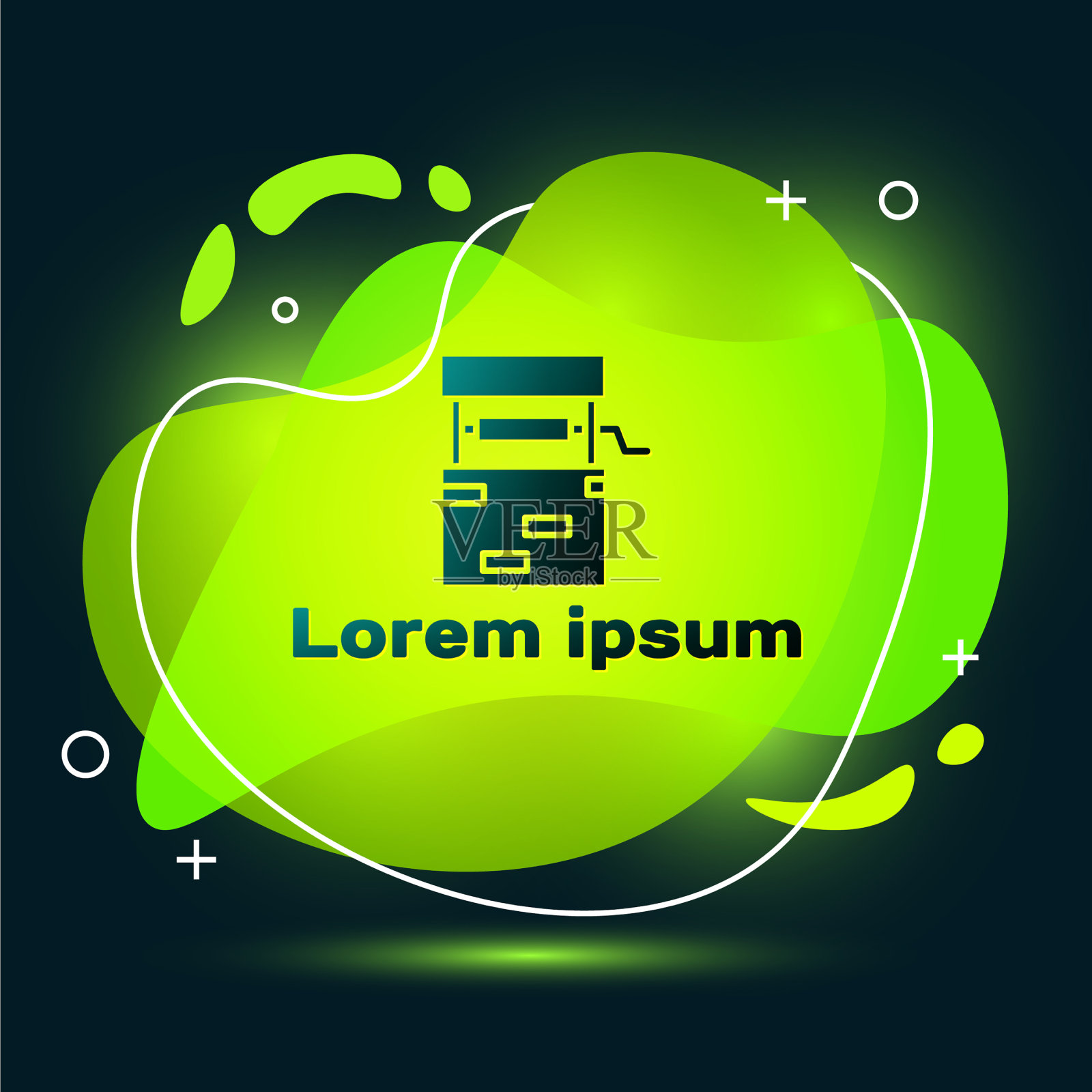 黑色井图标孤立在黑色背景插画图片素材