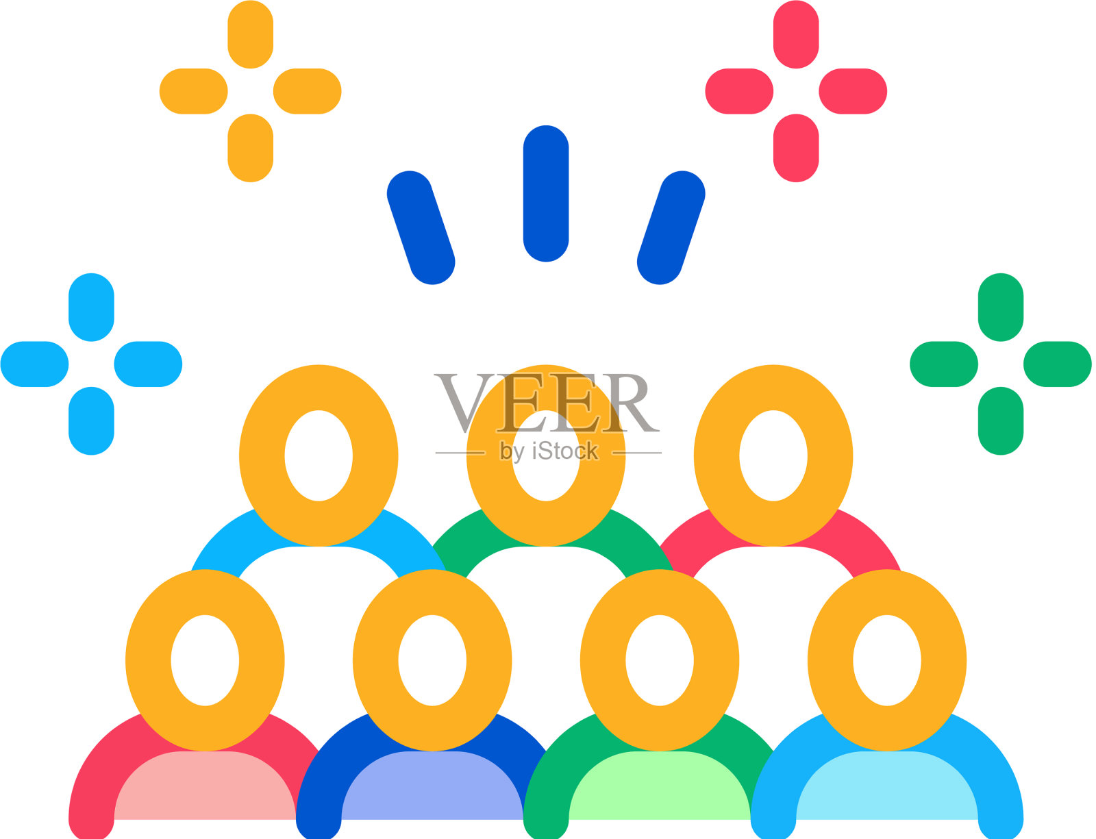 人们在站图标轮廓插画图片素材