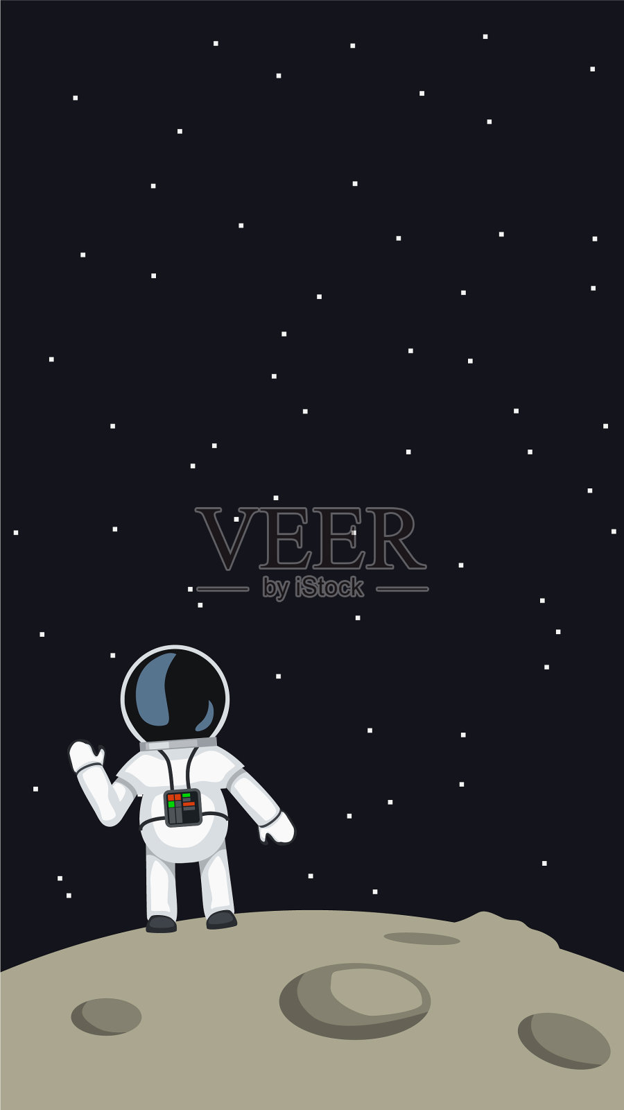 宇航员在月球上挥手插画图片素材