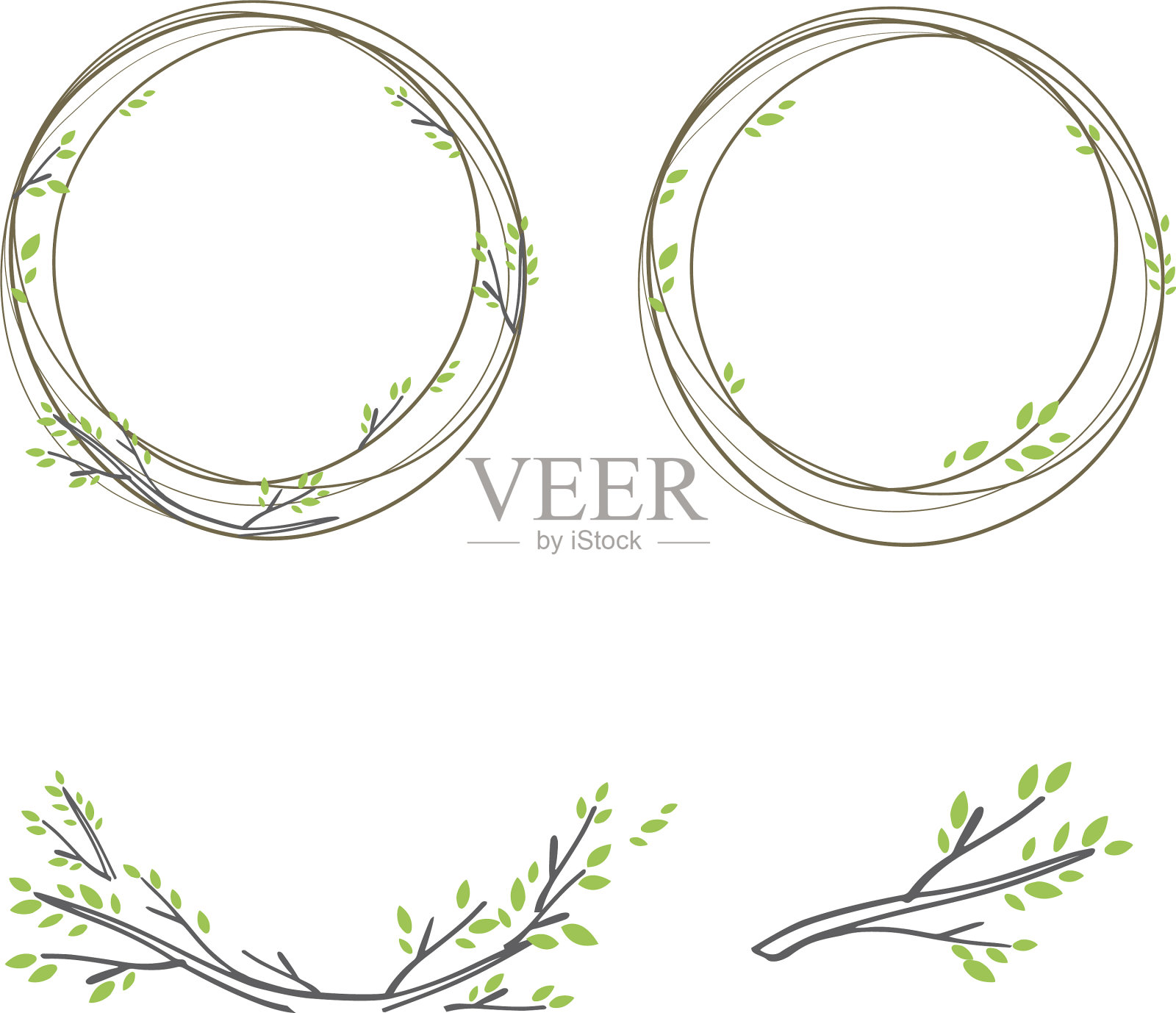 春天的花环插画图片素材