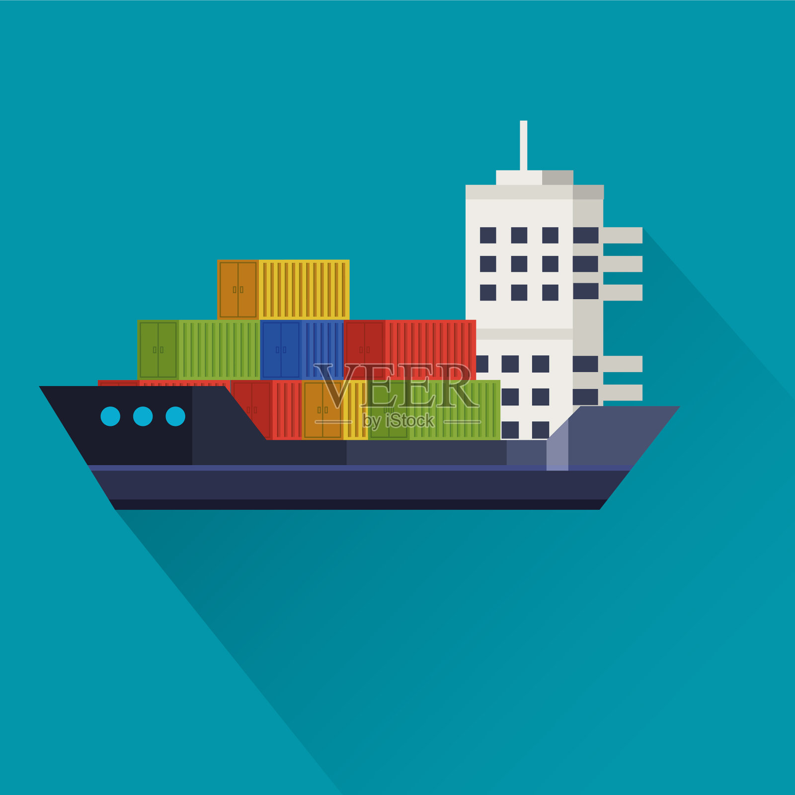 蓝色背景是货船运输插画图片素材