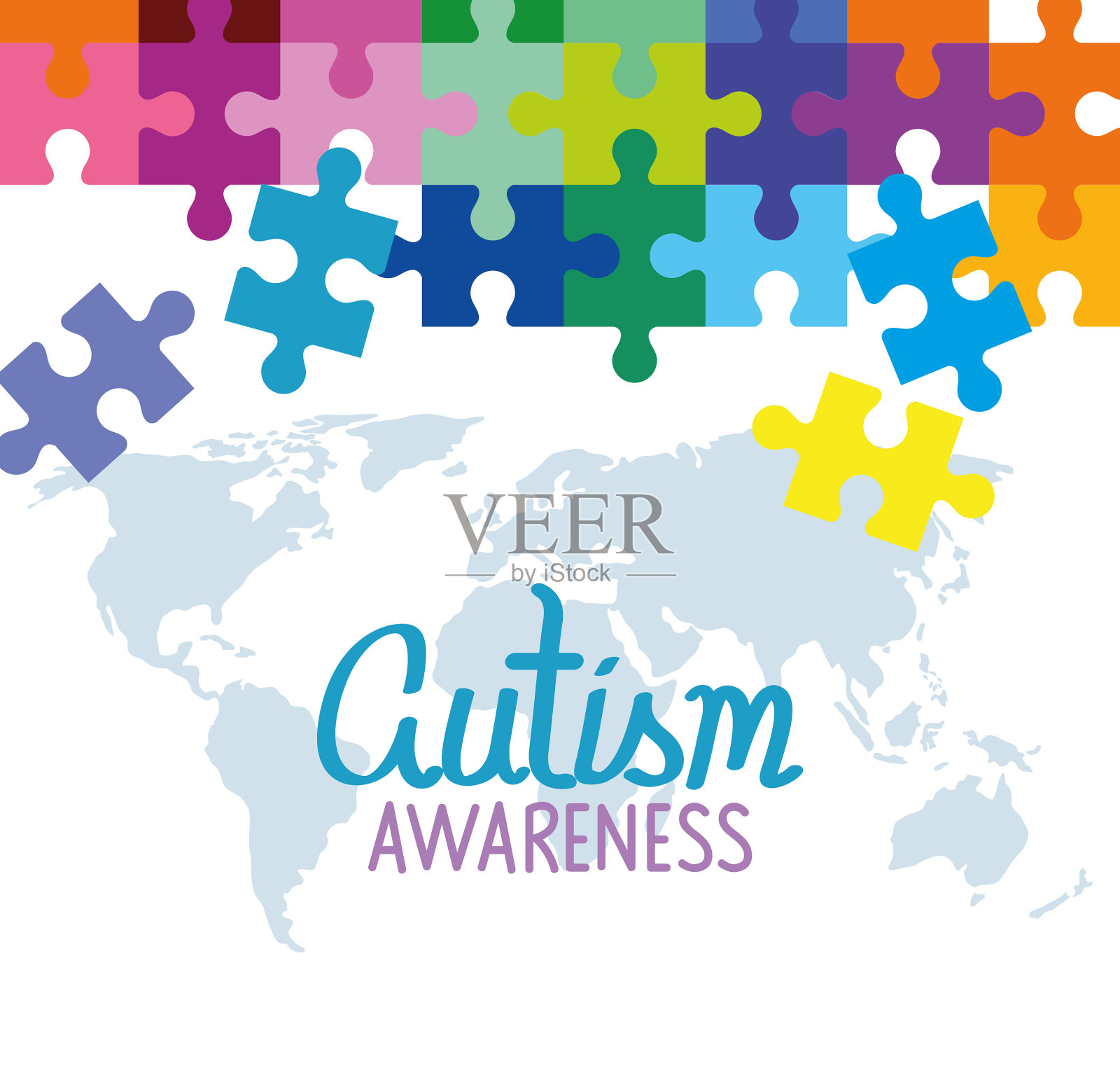 世界自闭症日拼图插画图片素材